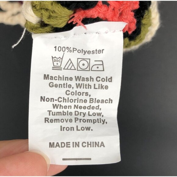 Womens Crochet Granny Square Crop Top S Festival Boho Chic Retro Hippie Bohemian - Picture 3 of 5